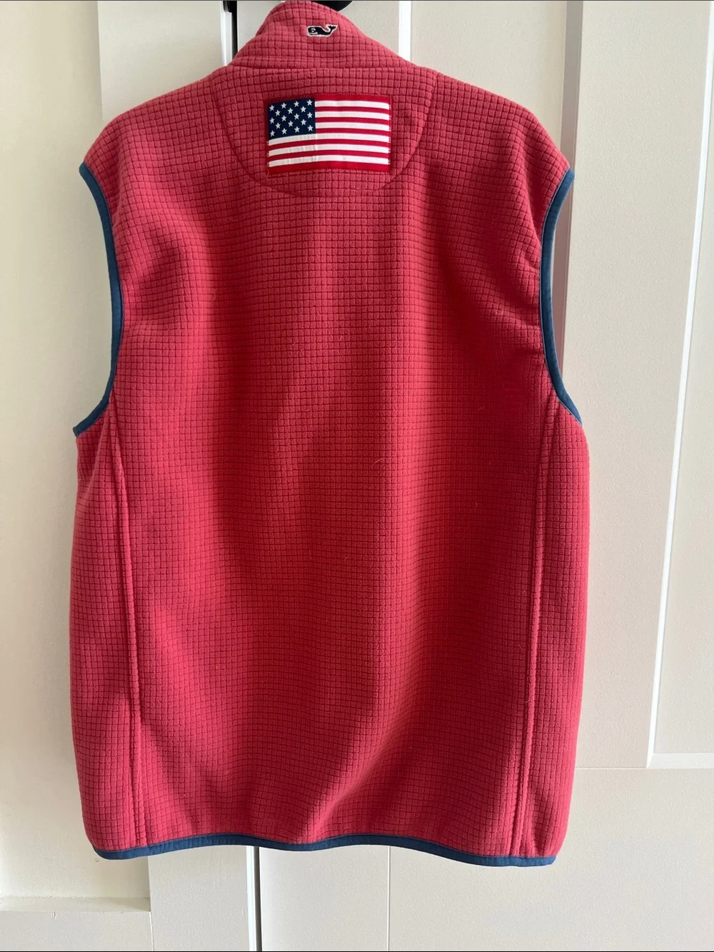 Kids Vineyard Vines Fleece Vest - Nantucket Red with Navy Trim
